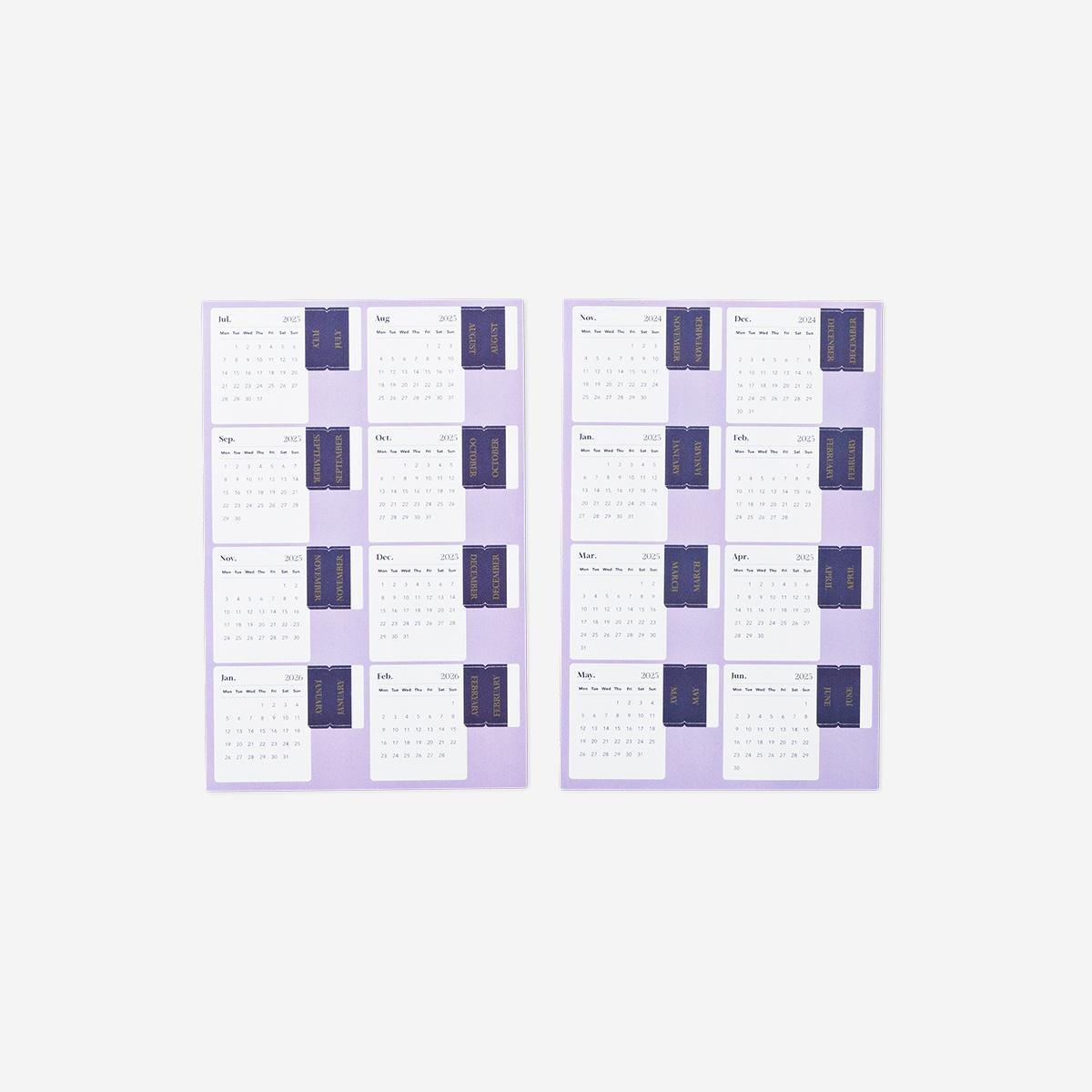 Multicolour calendar index stickers - English
