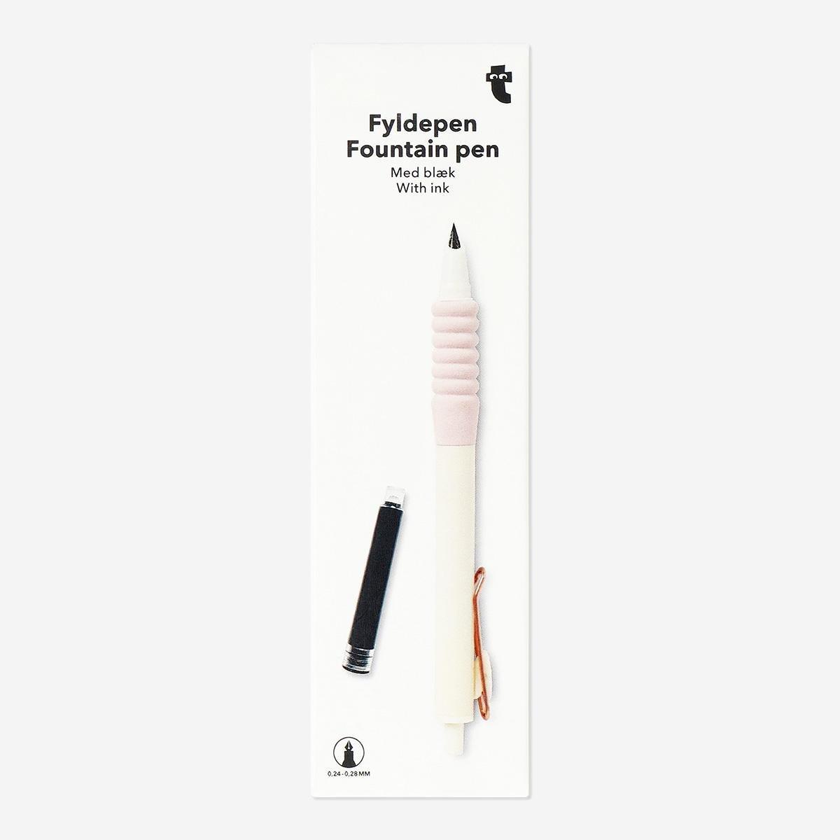 Pink fountain pen with ink