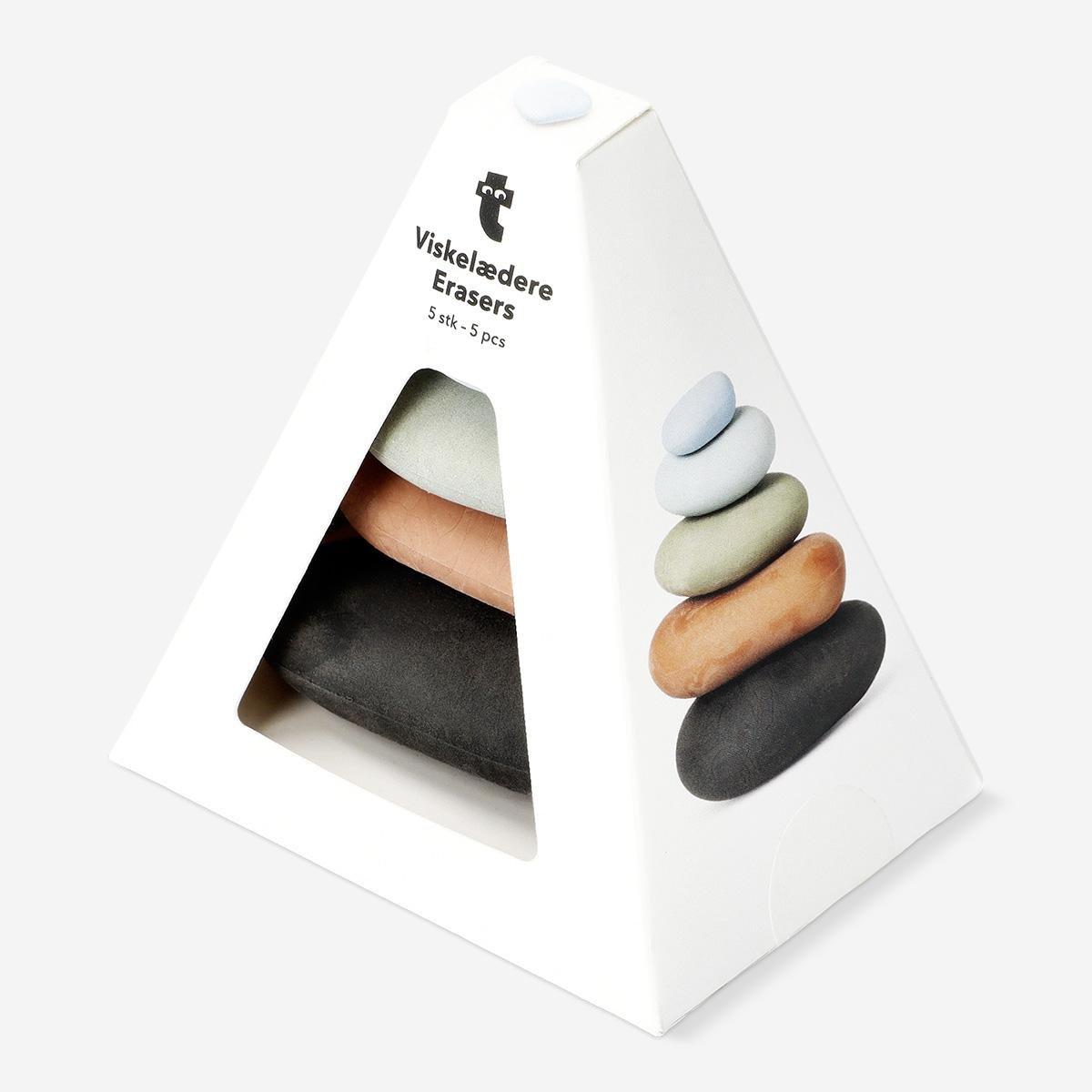 Multicolour erasers as pebbles, 5 pcs