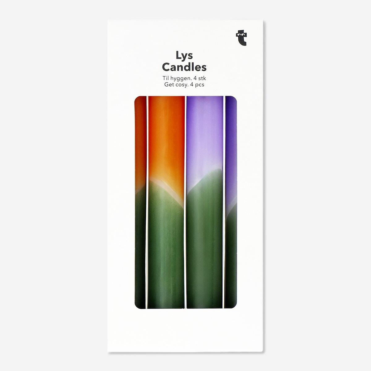 Multicolour Tapered Candles . 4 Pcs