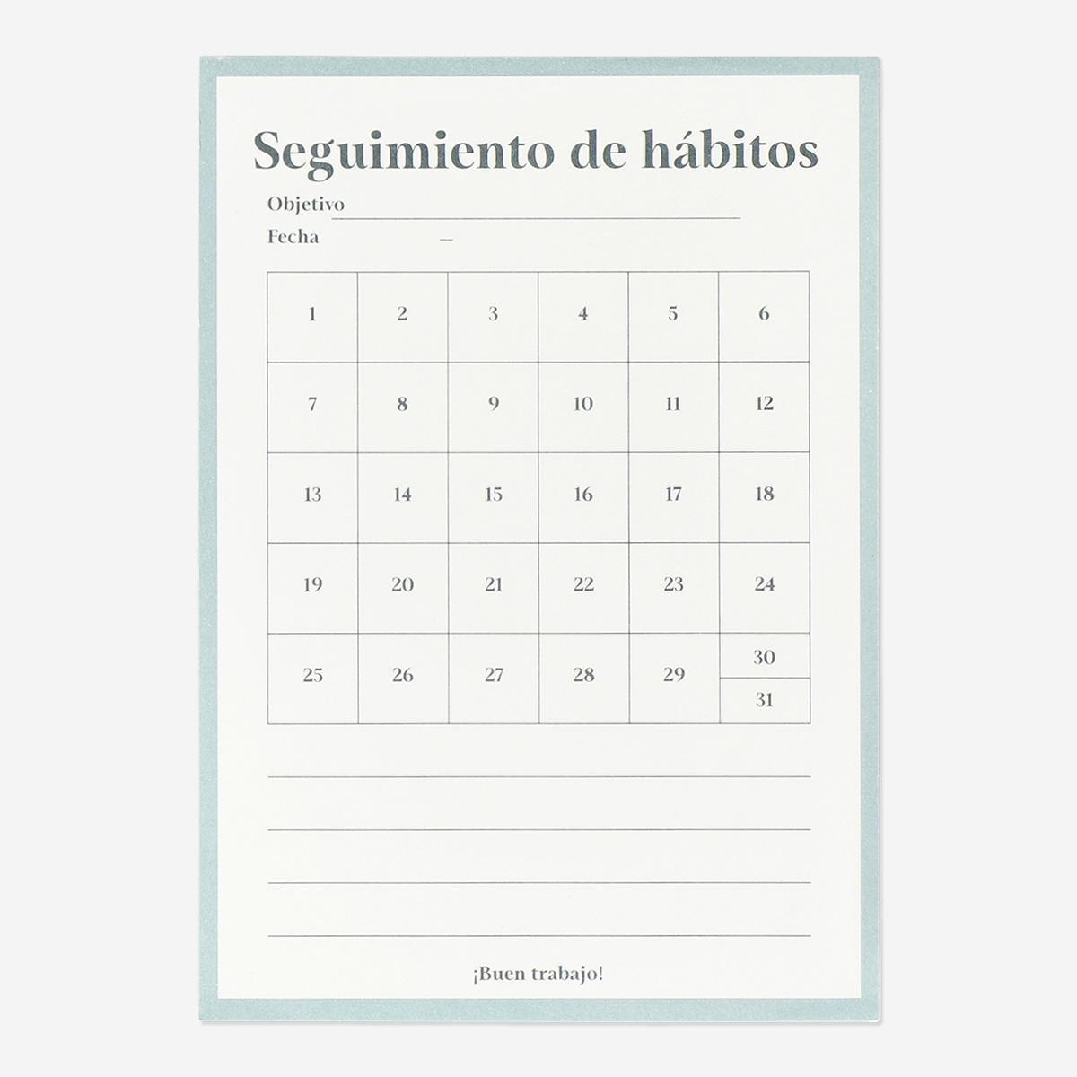 Multicolour monthly planner to track goals - English