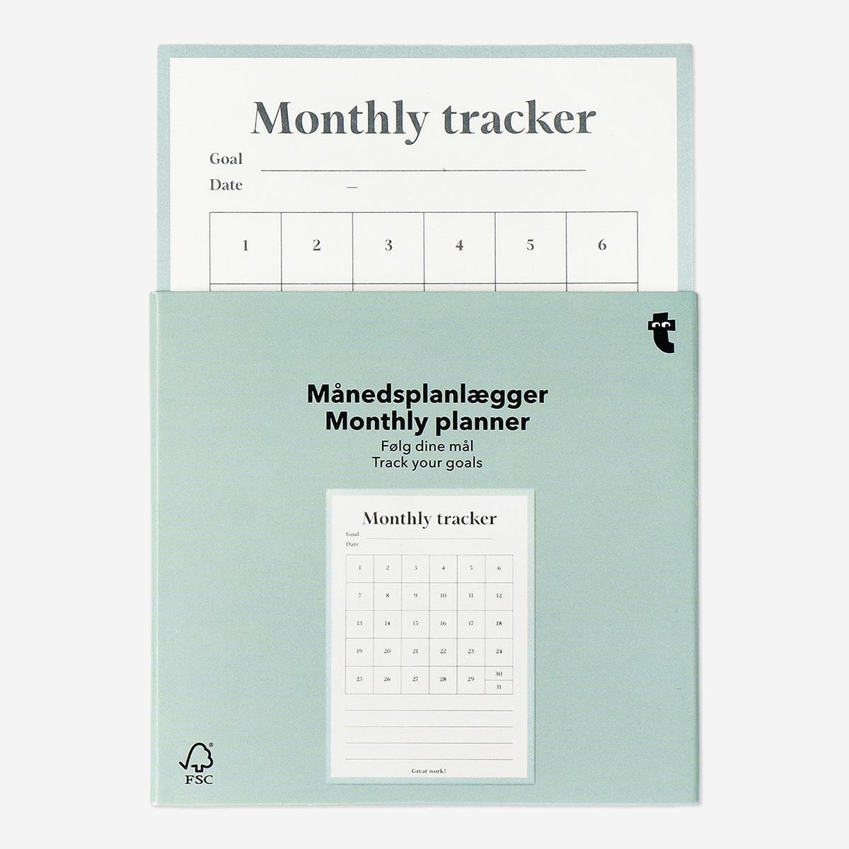 Multicolour monthly planner to track goals - English