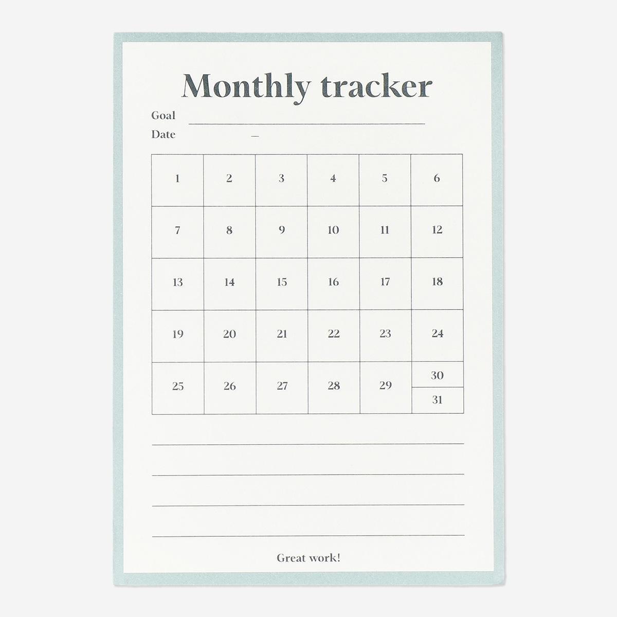 Multicolour monthly planner to track goals - English