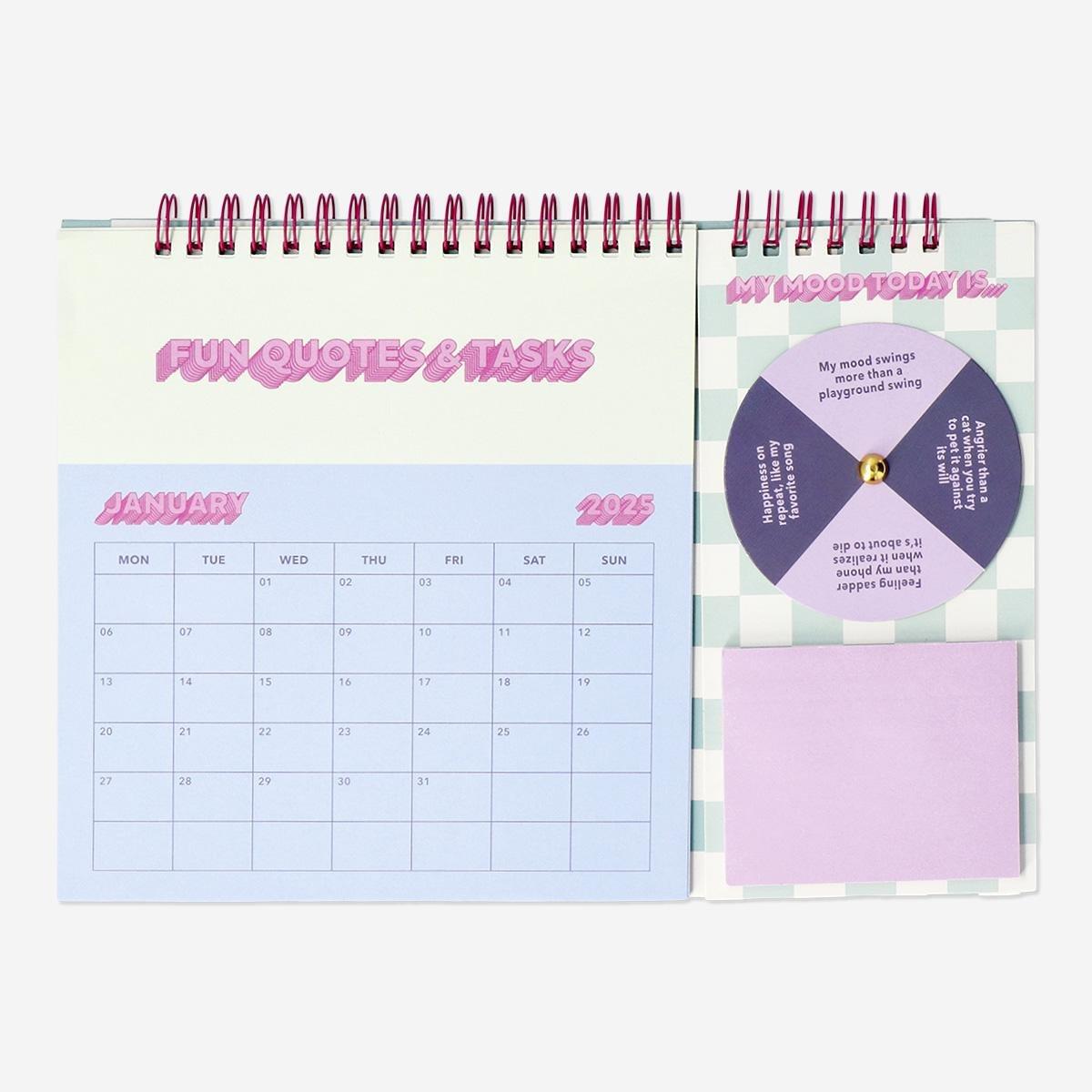 Multicolour monthly tasks desk calendar - English