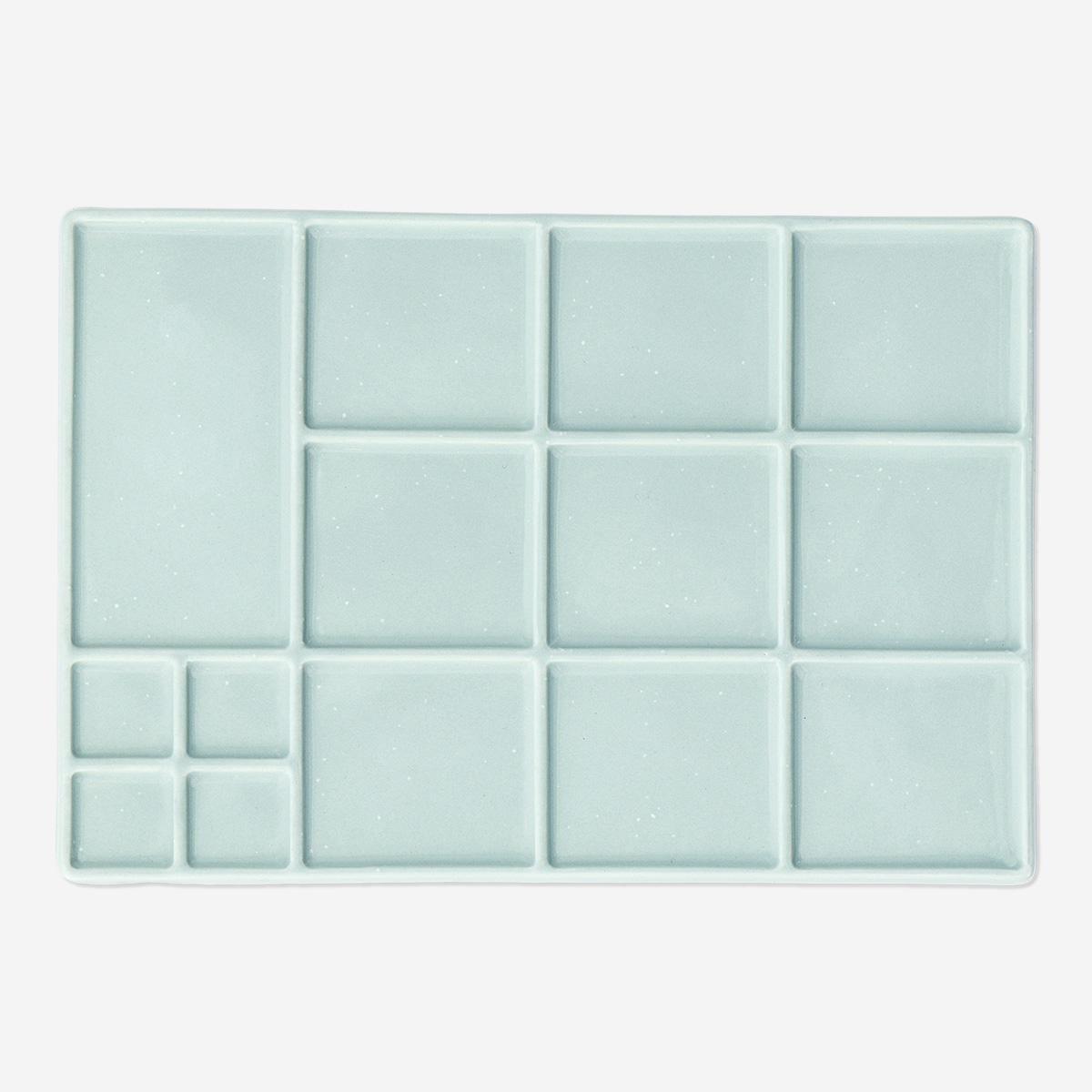 Blue ceramic mixing palette, large