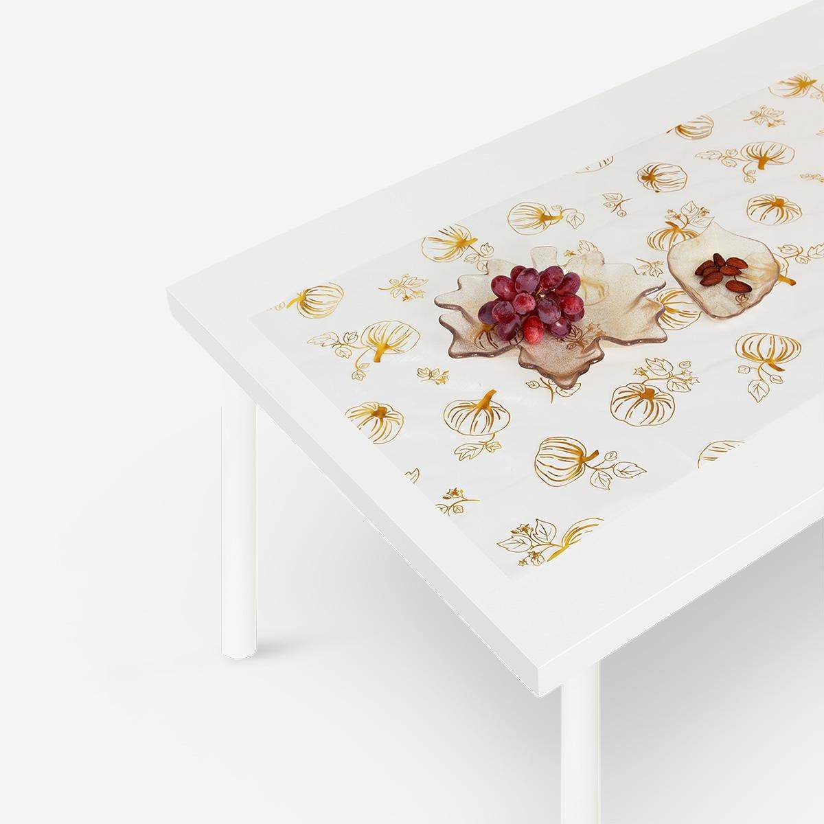 White Autumn Table Runner