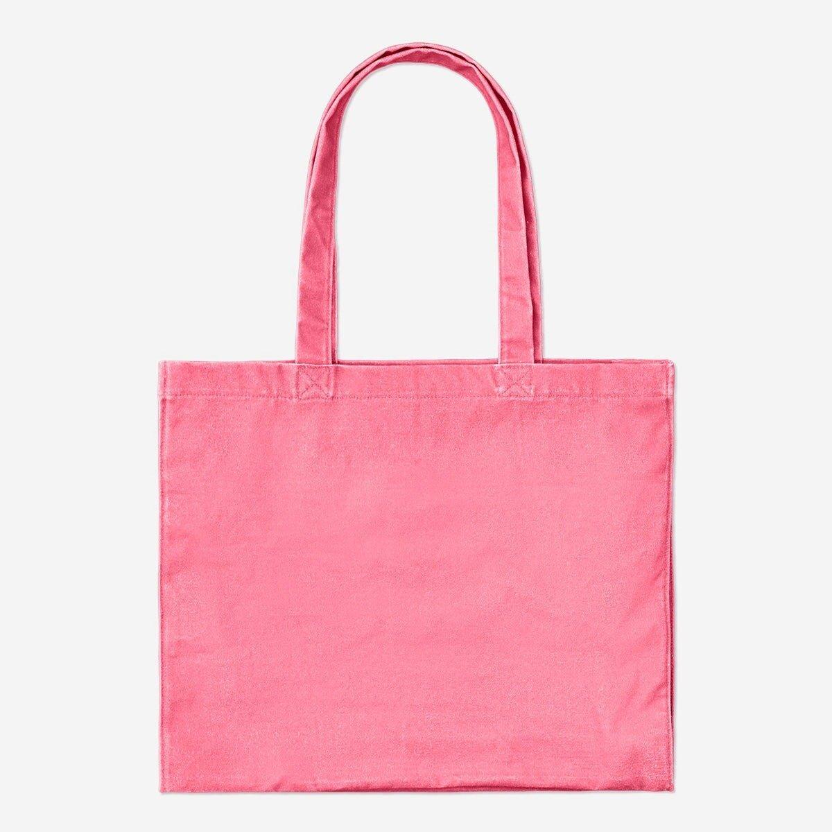 Pink tote bag with drawstring closure