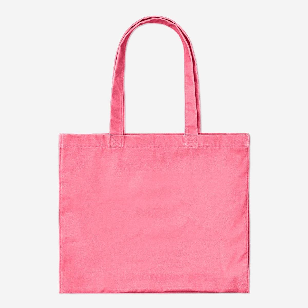 Pink tote bag with drawstring closure