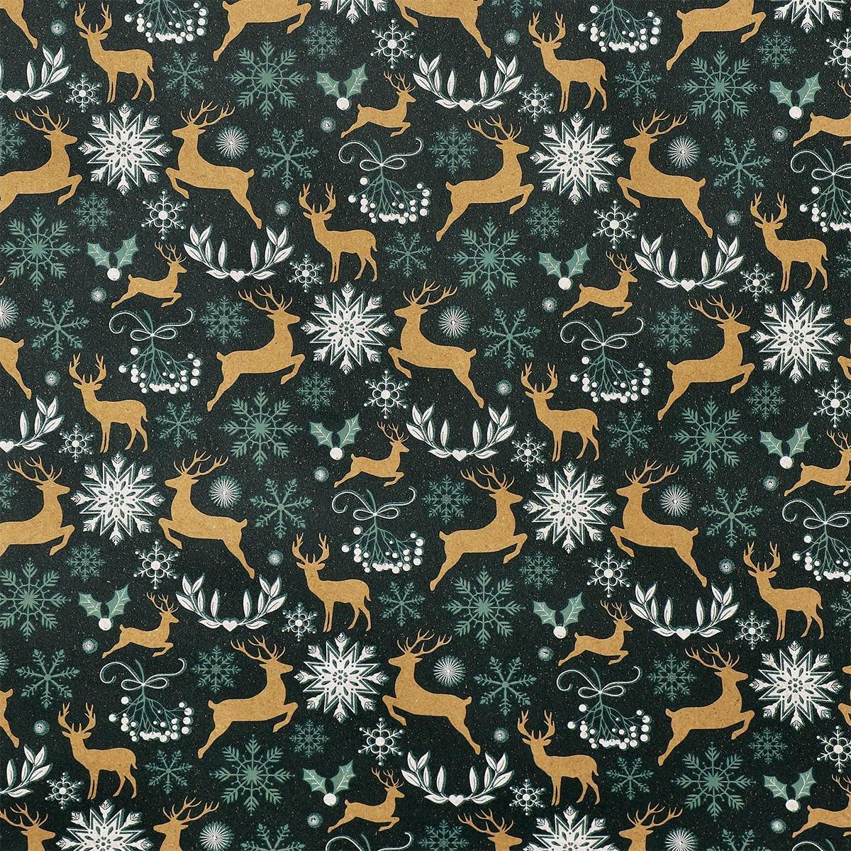 Multicolour 400 cm wrapping paper - reindeer