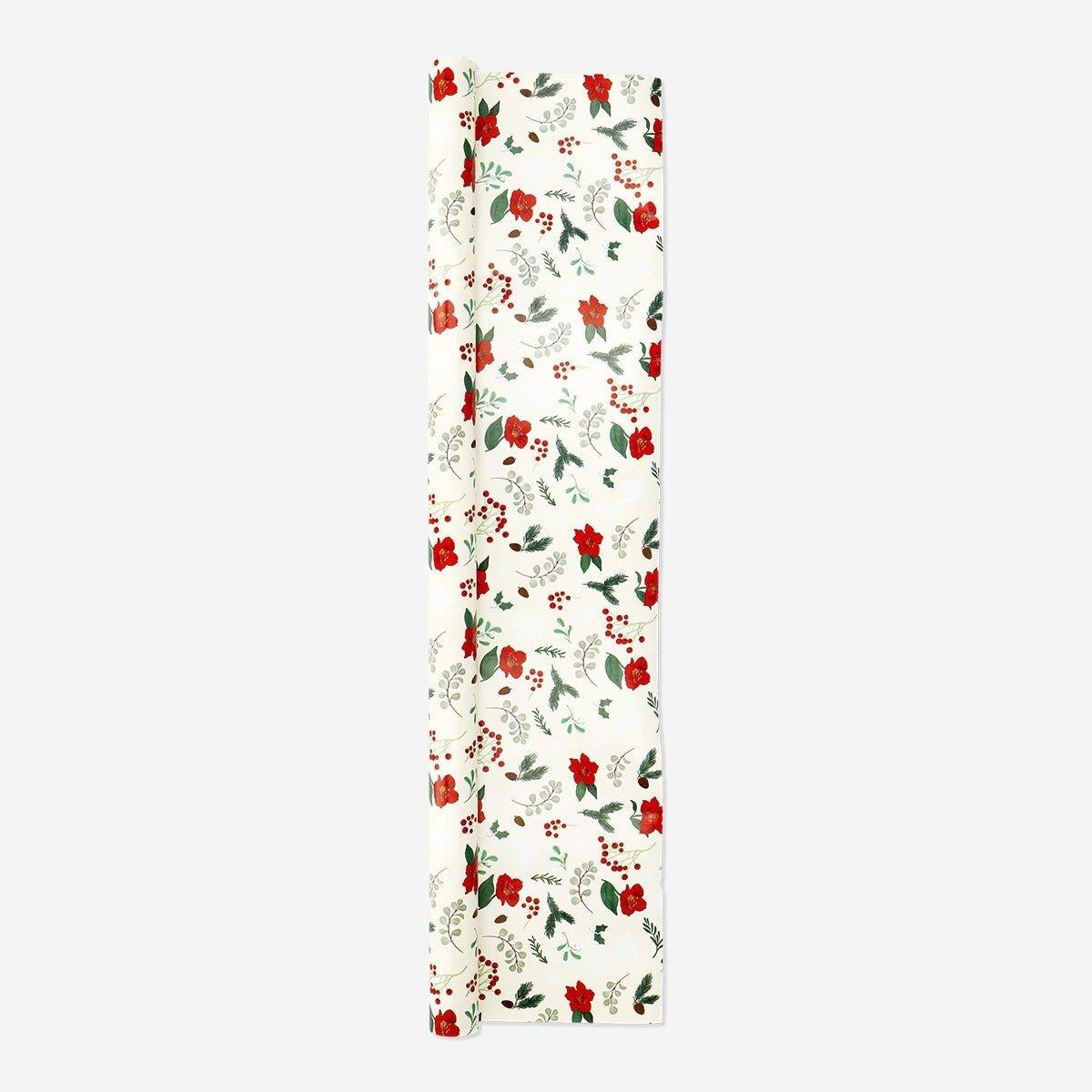 Multicolour set of wrapping paper with christmas flowers - 3 pieces