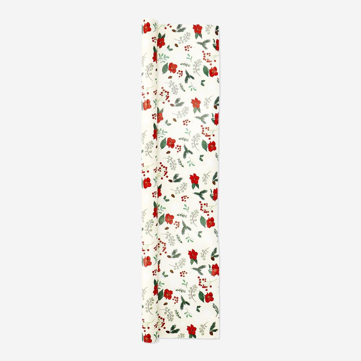 Multicolour set of wrapping paper with christmas flowers - 3 pieces