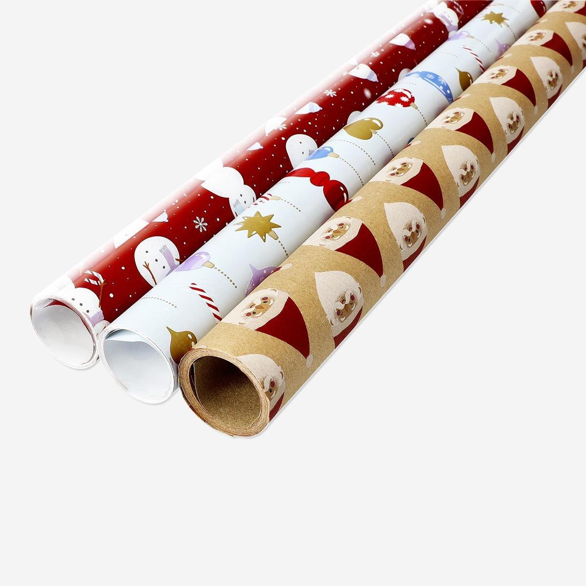 Multicolour set of wrapping paper with christmas motifs - 3 pieces