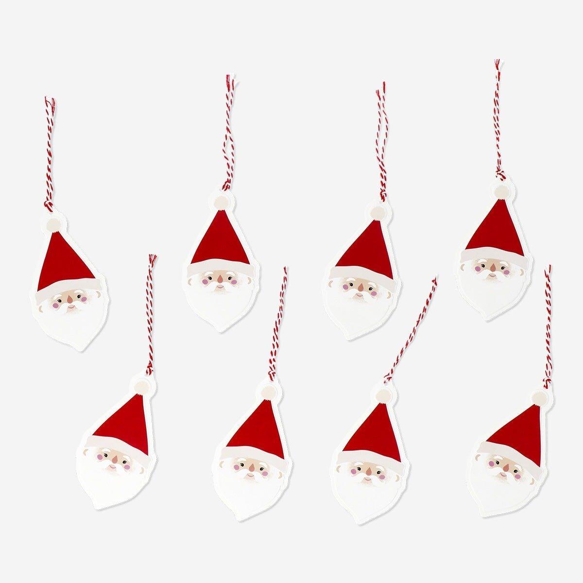 Multicolour gift tags with santa - 8 pcs