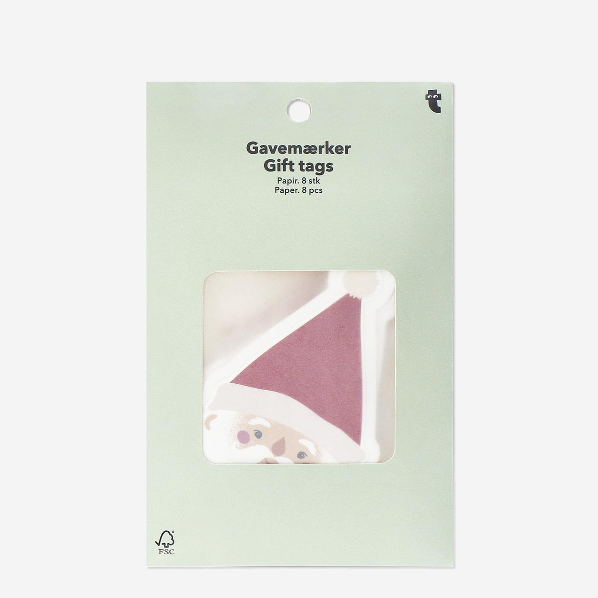 Multicolour gift tags with santa - 8 pcs