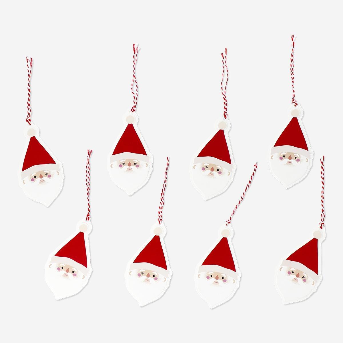 Multicolour gift tags with santa - 8 pcs