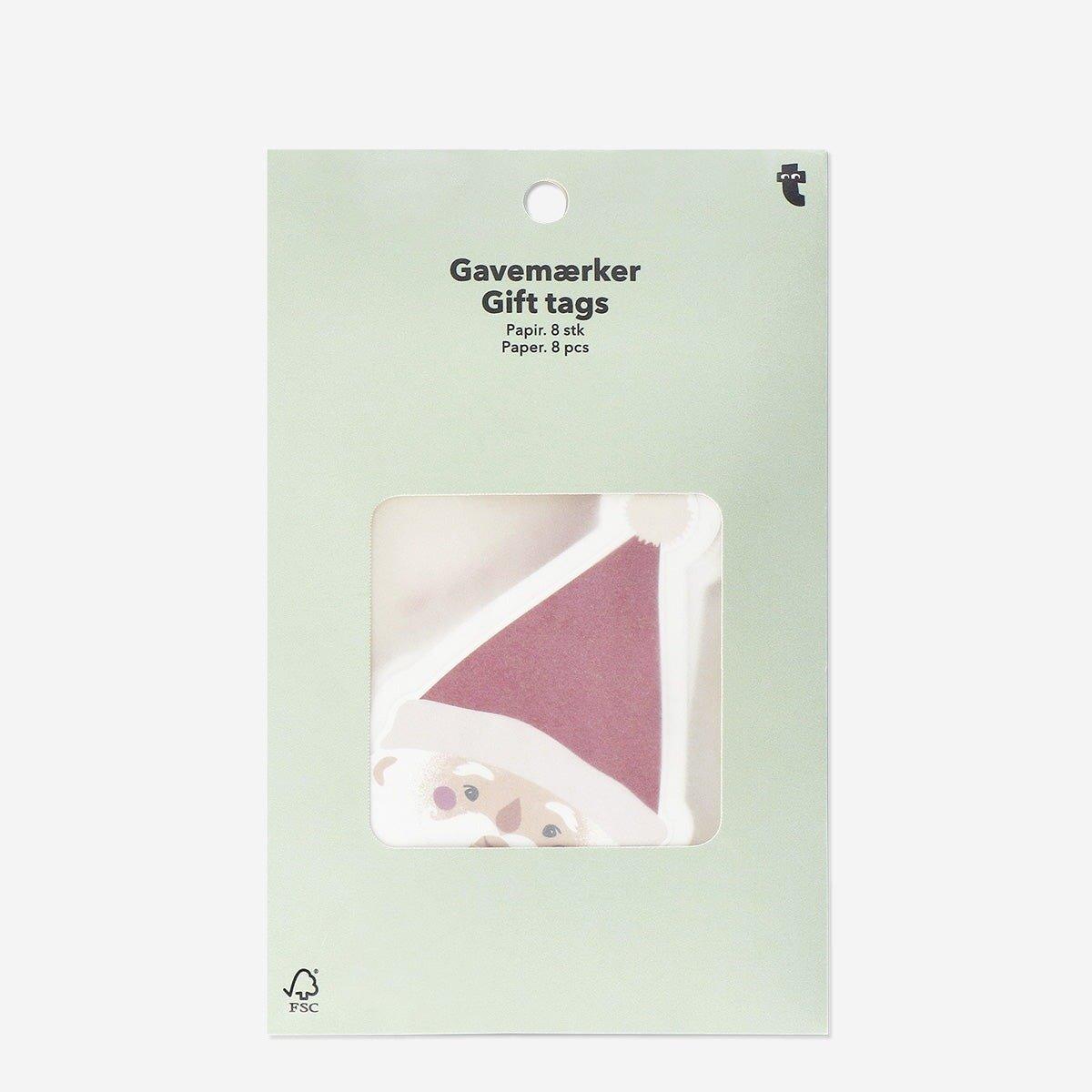 Multicolour gift tags with santa - 8 pcs