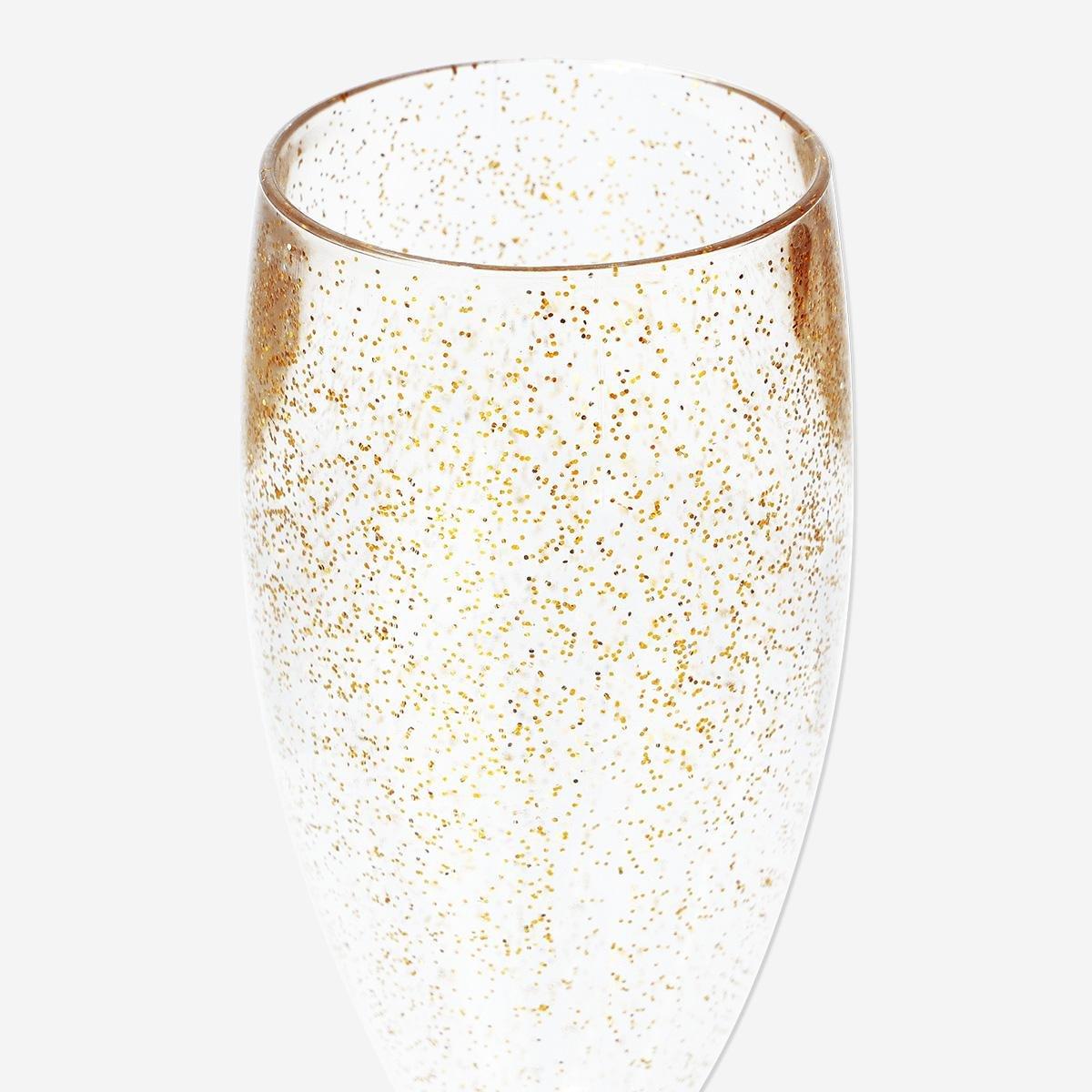 Gold Champagne Flutes . 4 Pcs