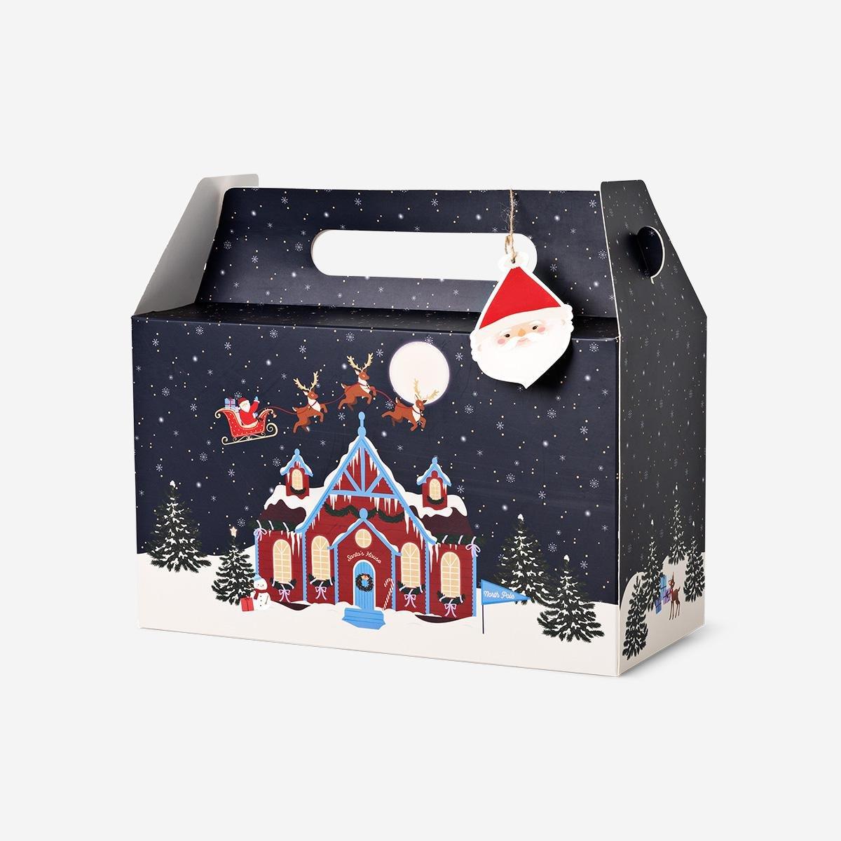Black gift box with santas