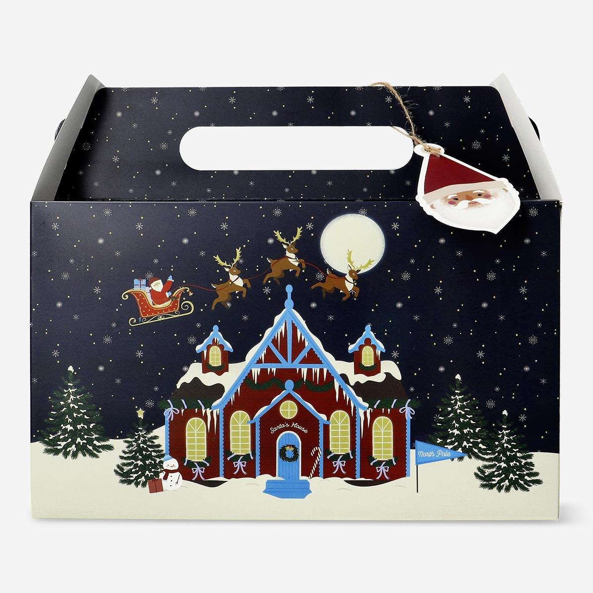 Black gift box with santas