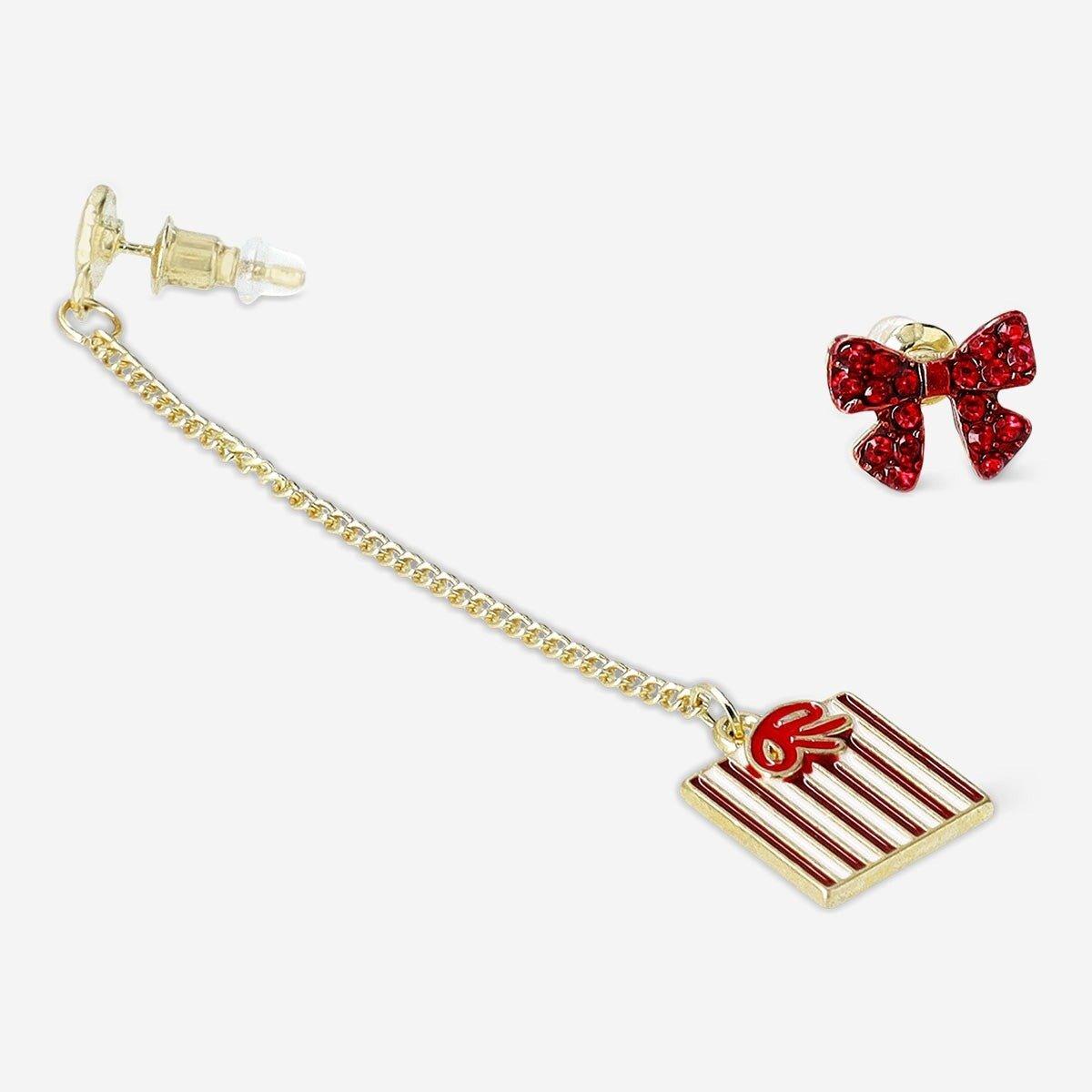 Multicolour ear studs with dangling presents and bows 4 pcs Flying Tiger UAE