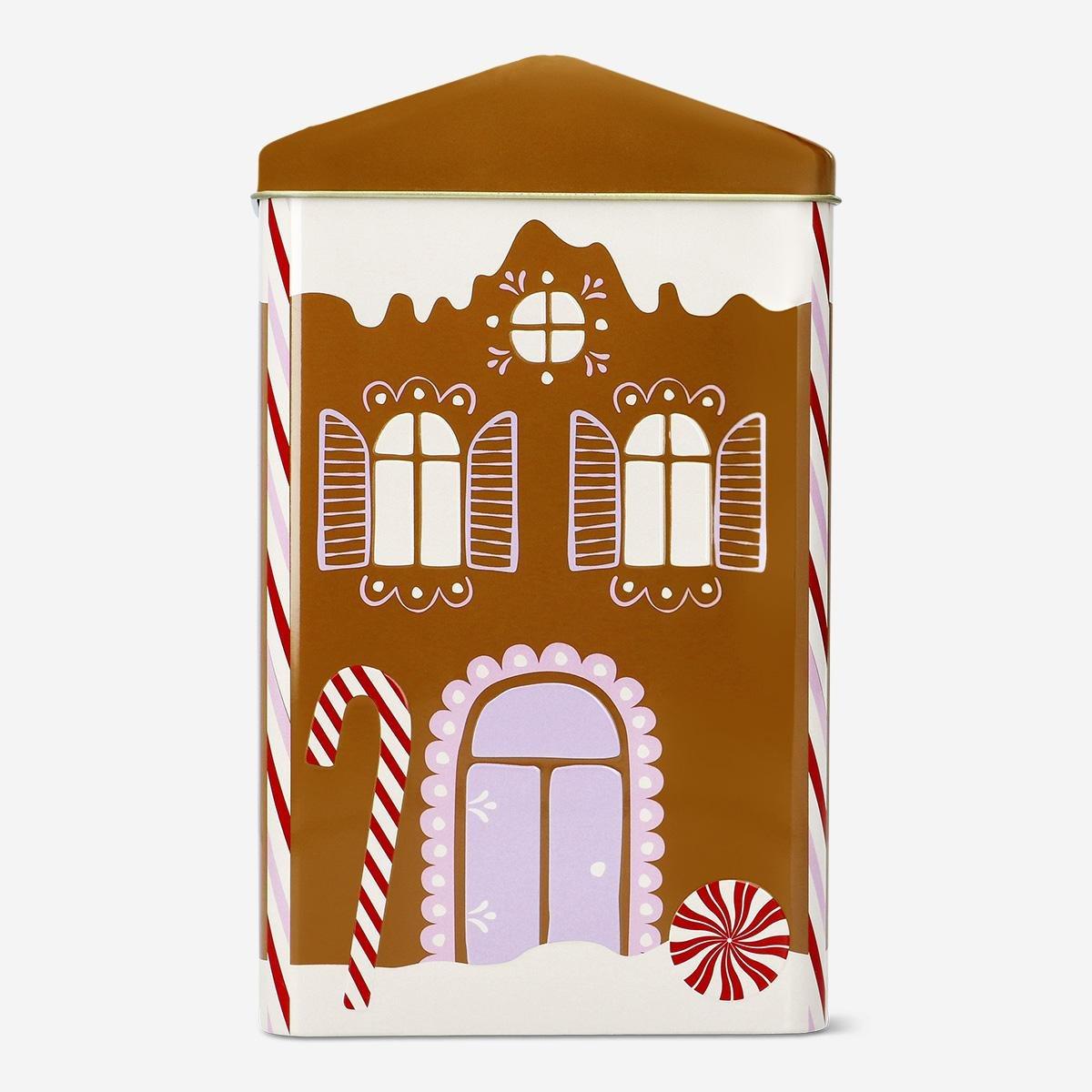 Brown gingerbread house cake tin