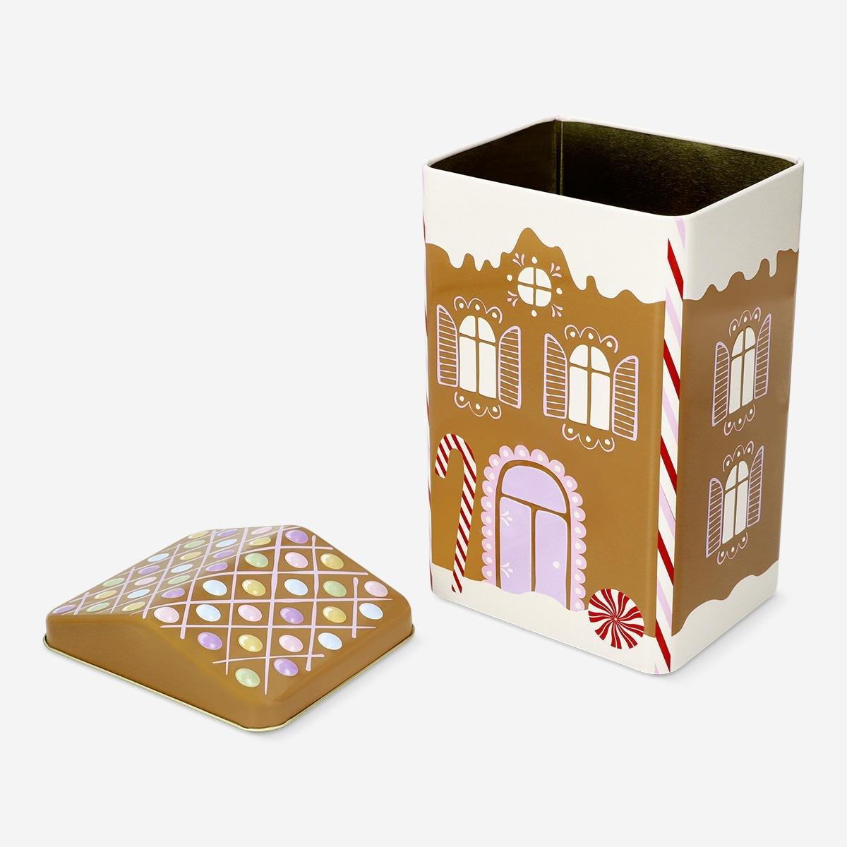 Brown gingerbread house cake tin