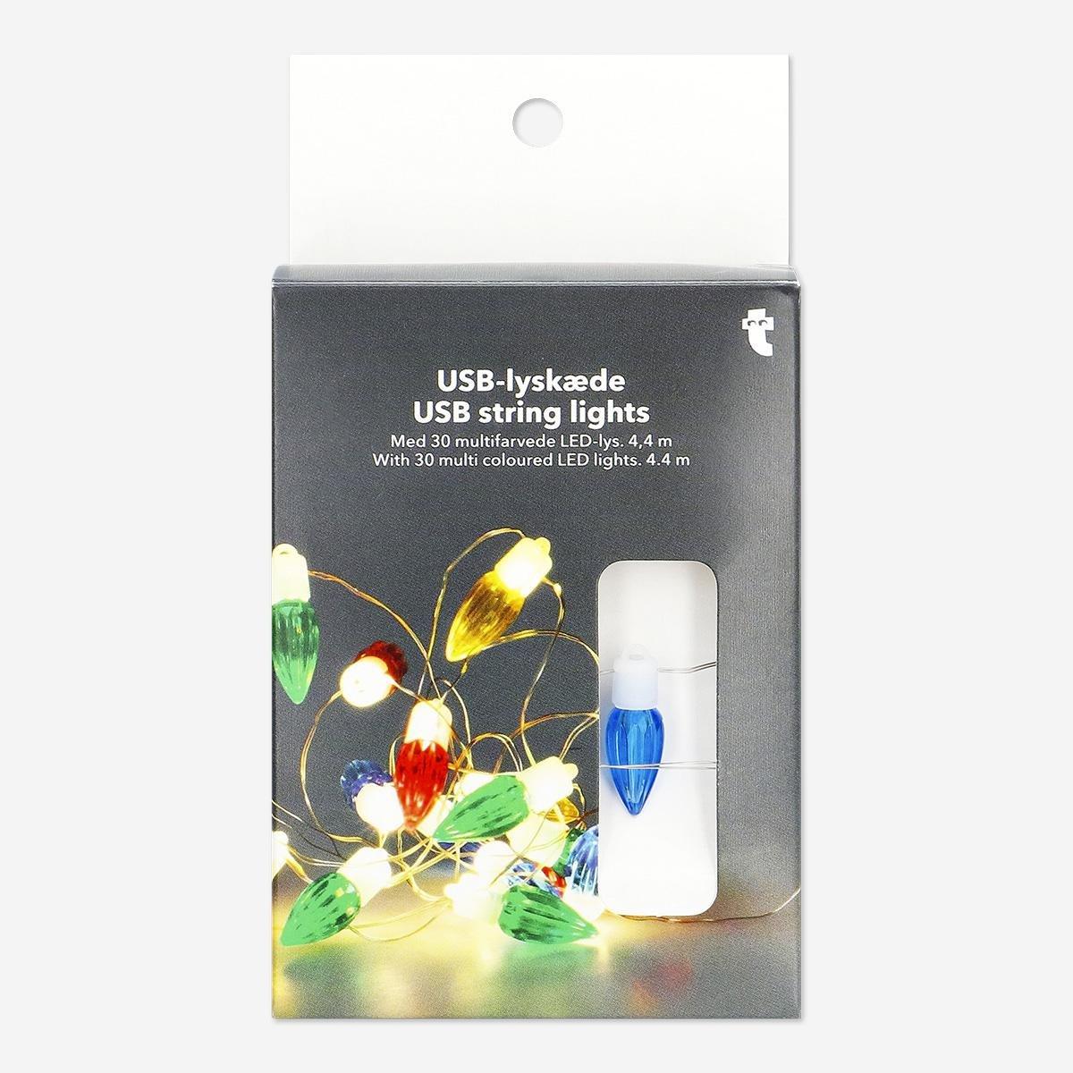 Multicolour usb string lights with bulbs - 440 cm