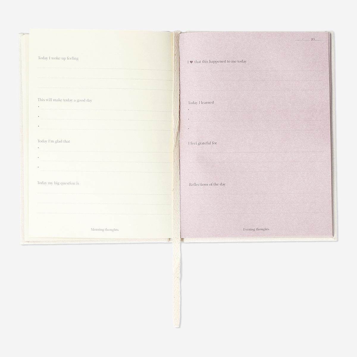 White 5 Minute Daily Journal With Linen Cover