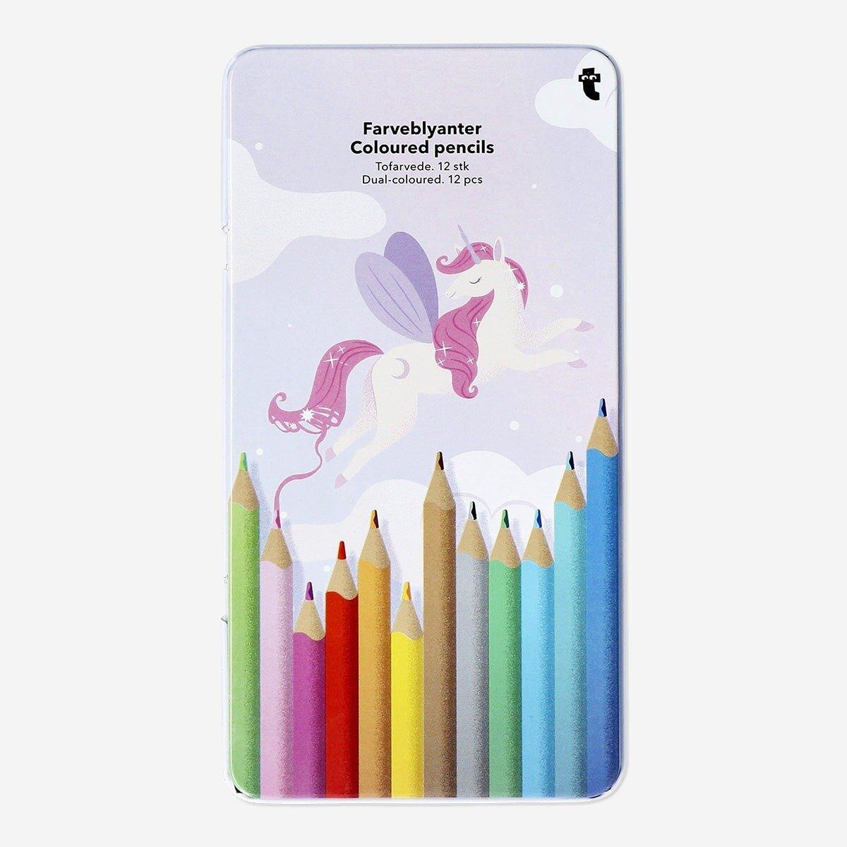 Multicolour two-tone pencils - 12 pcs