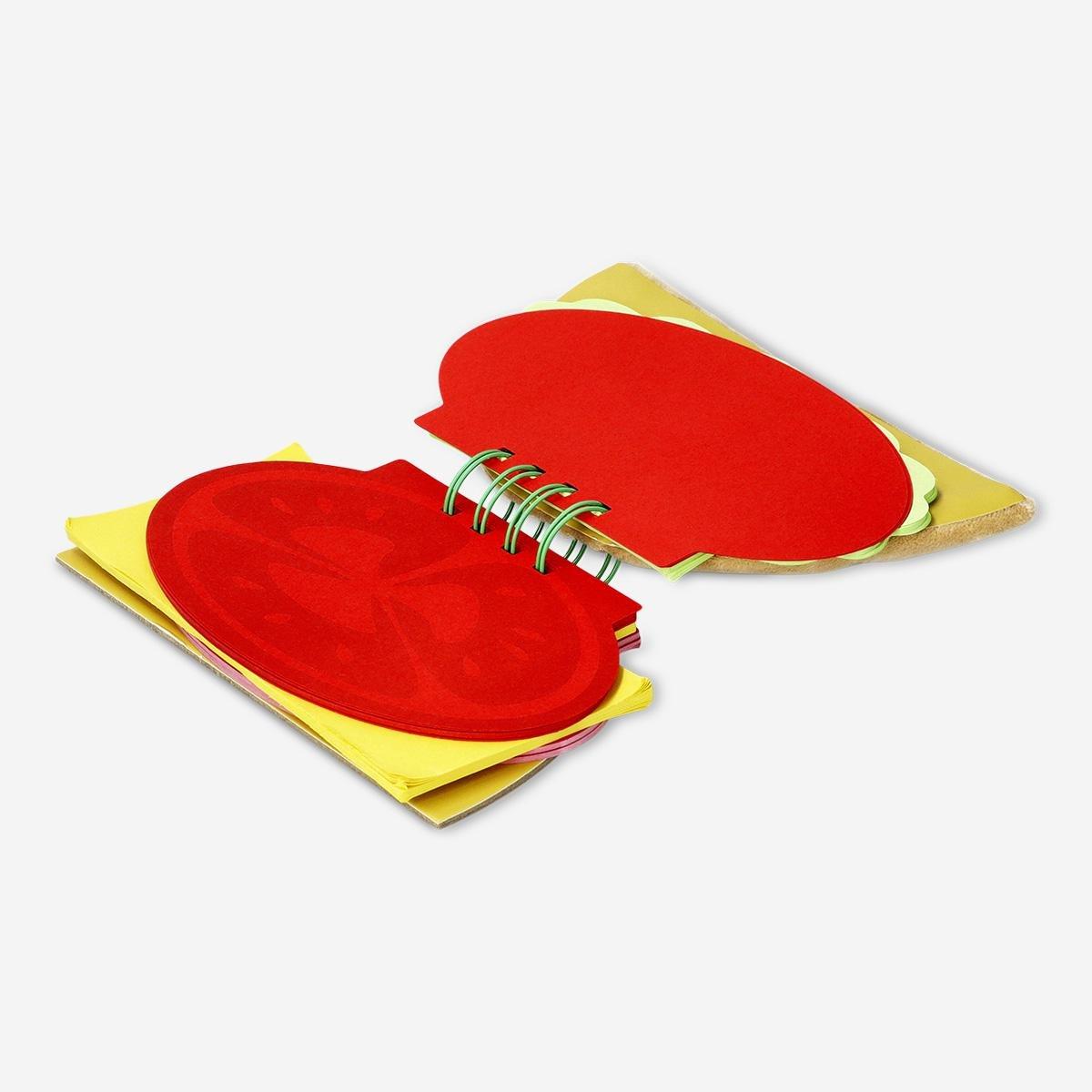 Multicolour plush burger notepad