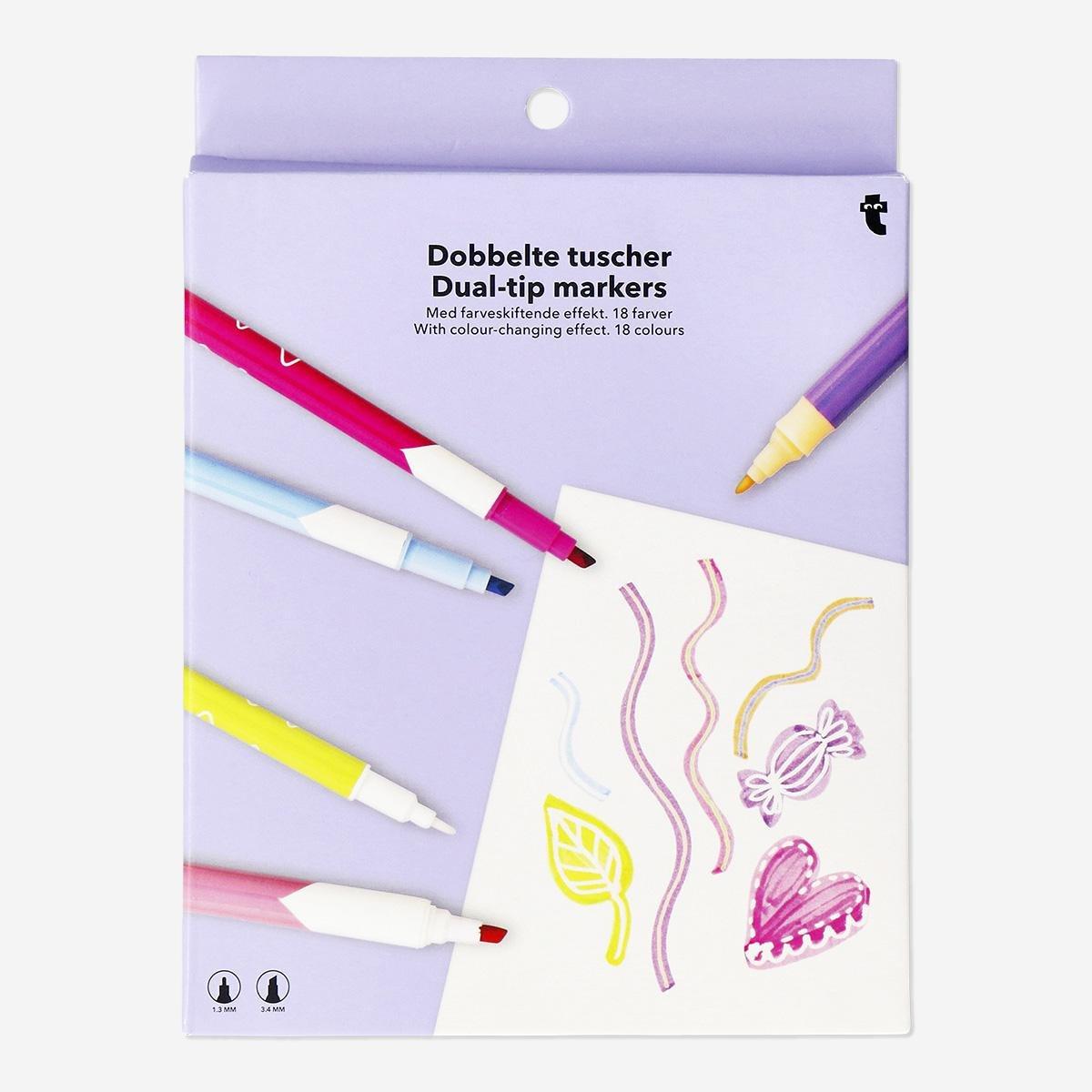 Multicolour colour changing effect dual-tip marker - 12 pcs