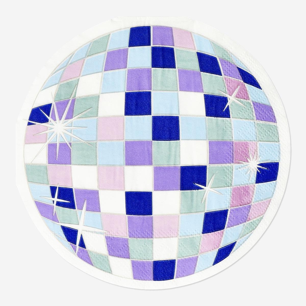 Multicolour disco ball shaped napkins - 16 pcs