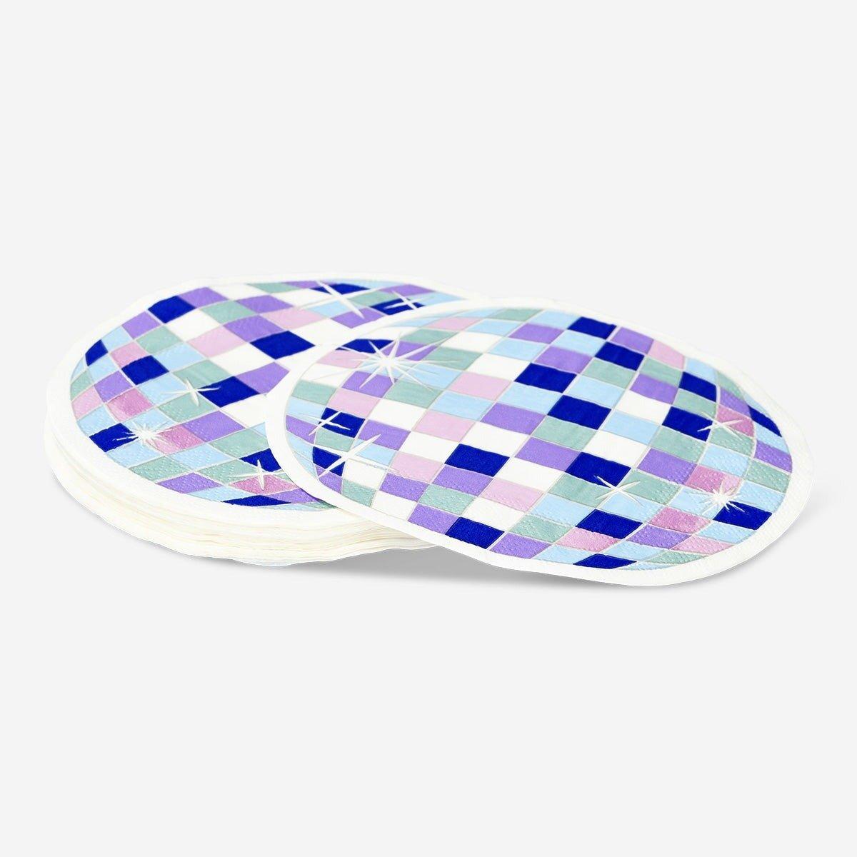 Multicolour disco ball shaped napkins - 16 pcs