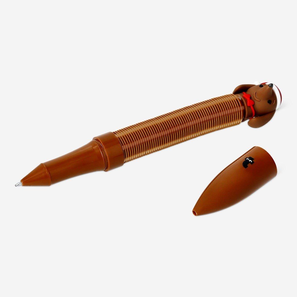 Brown Pull Out Dog Ballpoint Pen