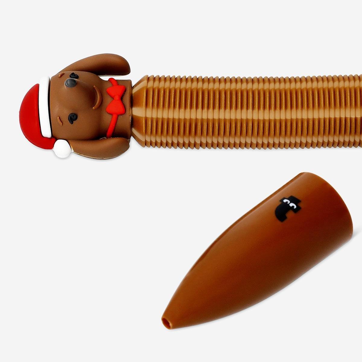 Brown Pull Out Dog Ballpoint Pen