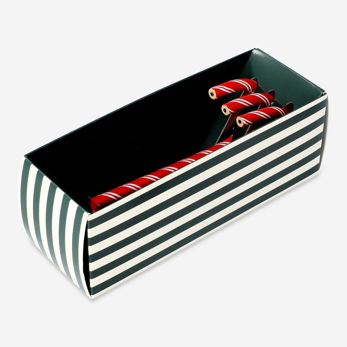 Red Pencils As Candy Canes - 3 Pcs