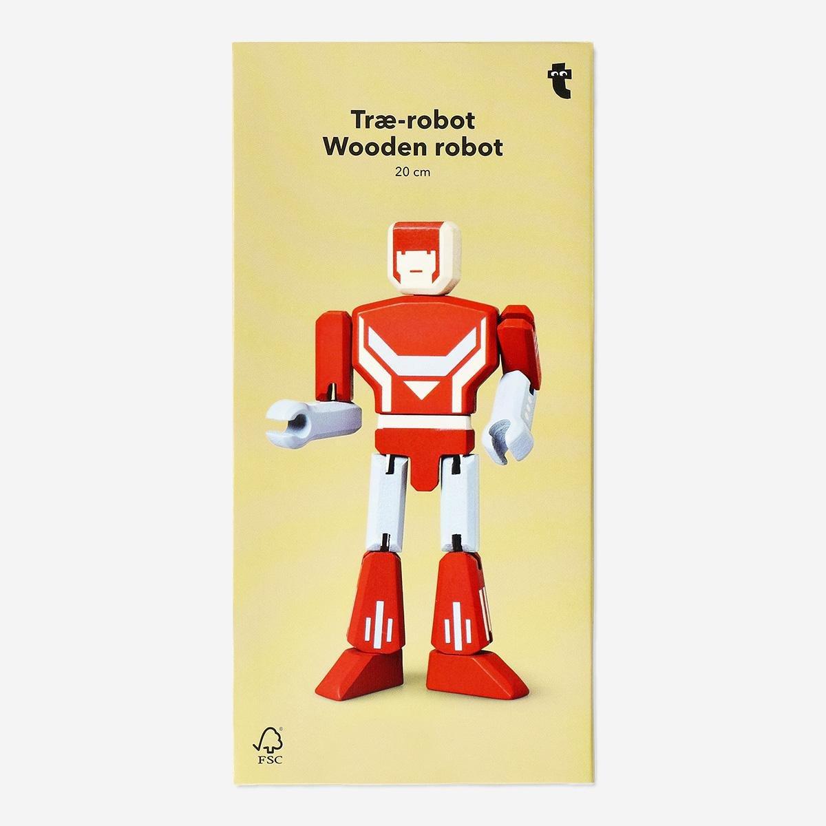 Multicolour wooden robot - 20 cm