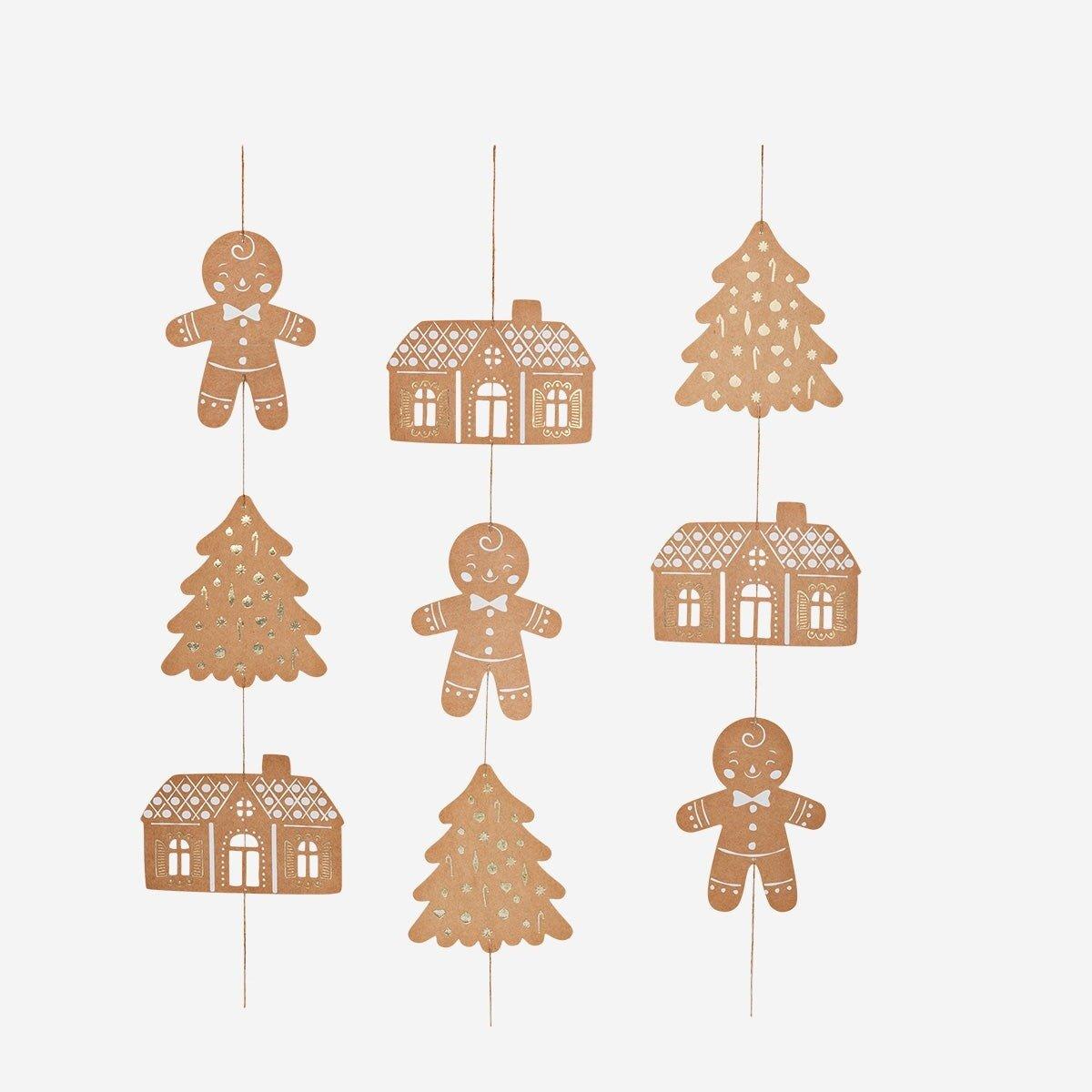 Brown Gingerbread Houses And Trees As Hanging Decorations - 3 Pcs