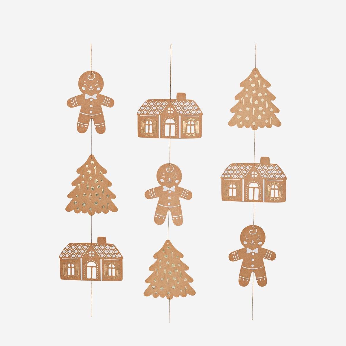 Brown Gingerbread Houses And Trees As Hanging Decorations - 3 Pcs