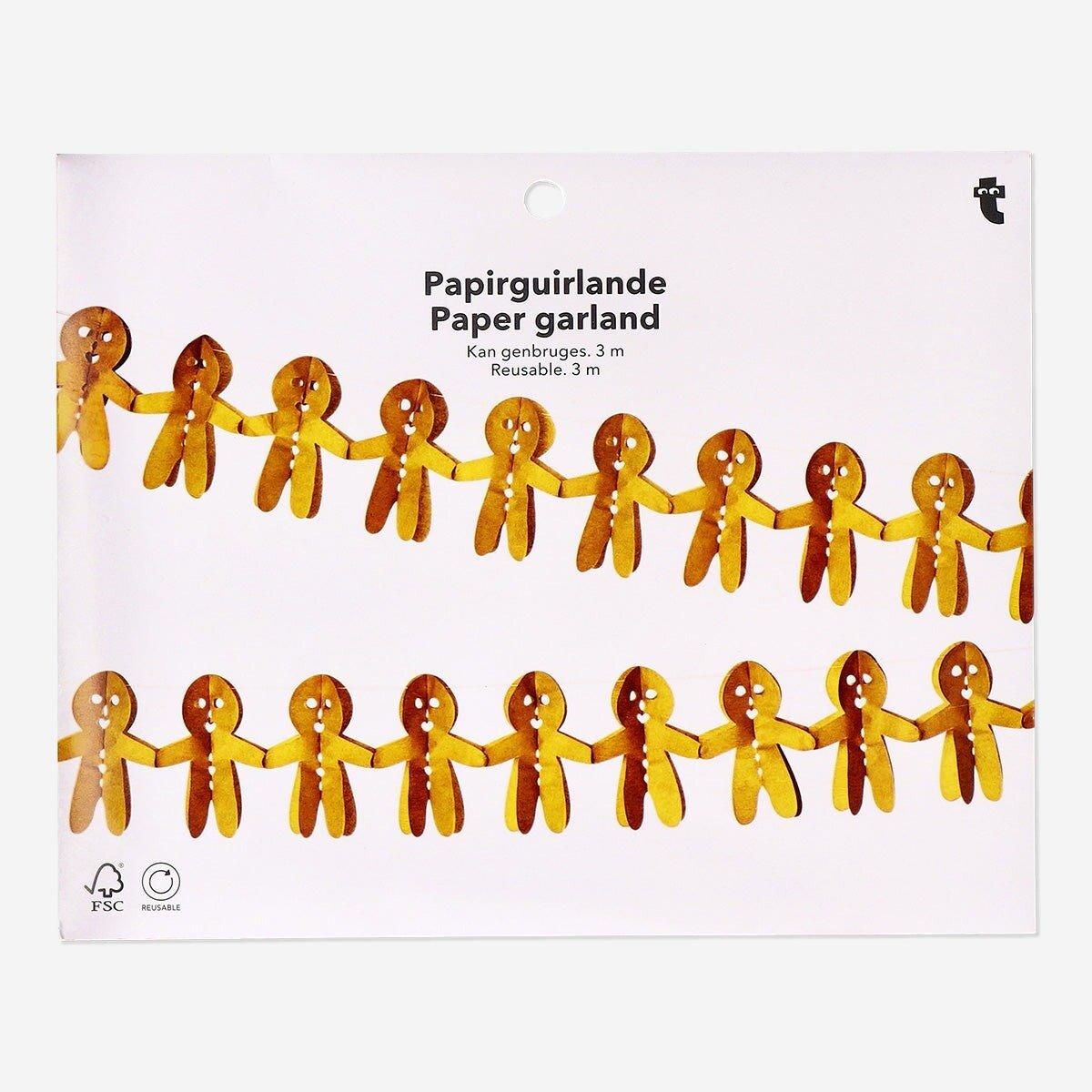 Brown Gingerbread People Paper Garland - 300 Cm