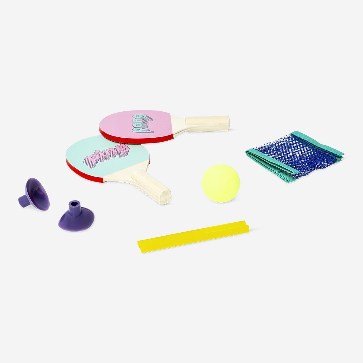 Multicolour palm sized table tennis set