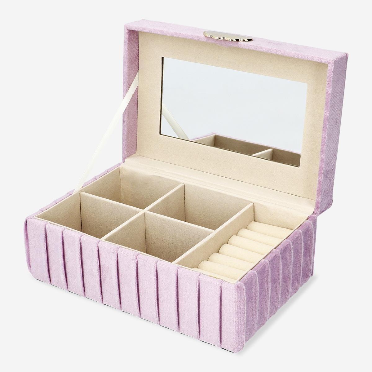 Pink jewellery box with purple lines