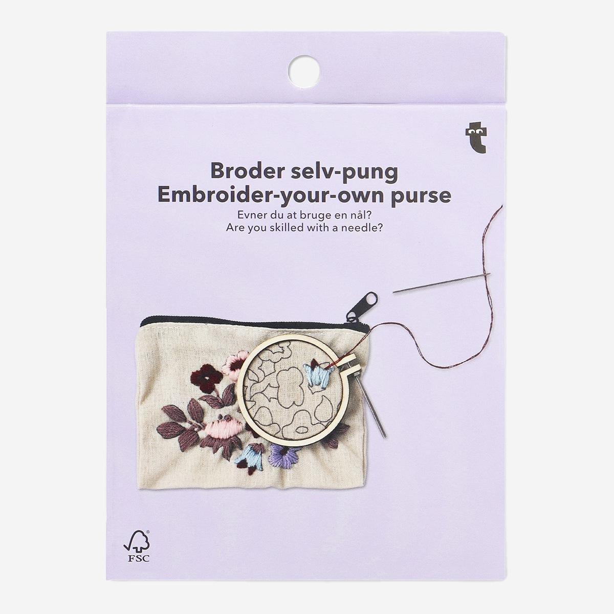 Multicolour diy embroidered purse