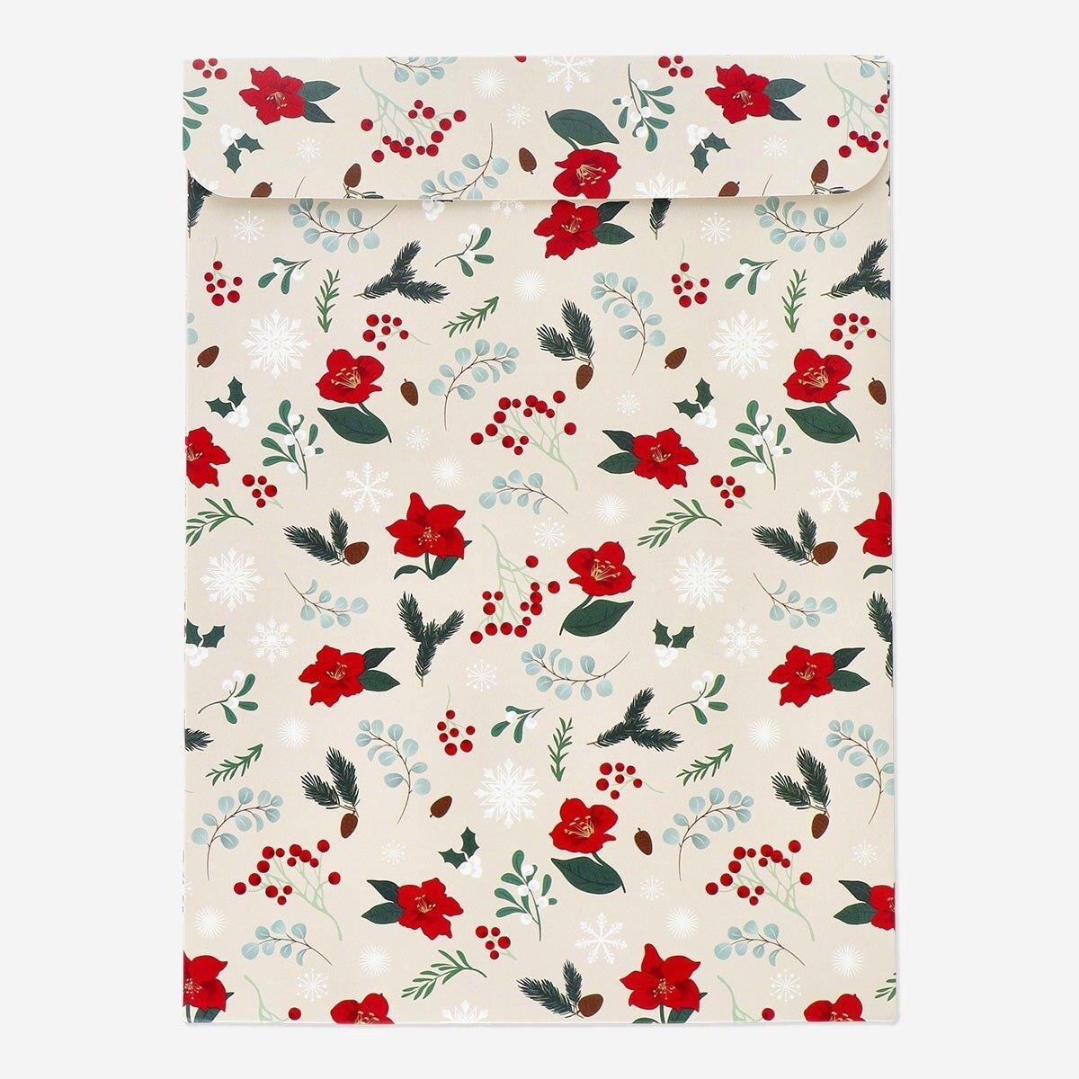 Multicolour gift box with christmas flowers