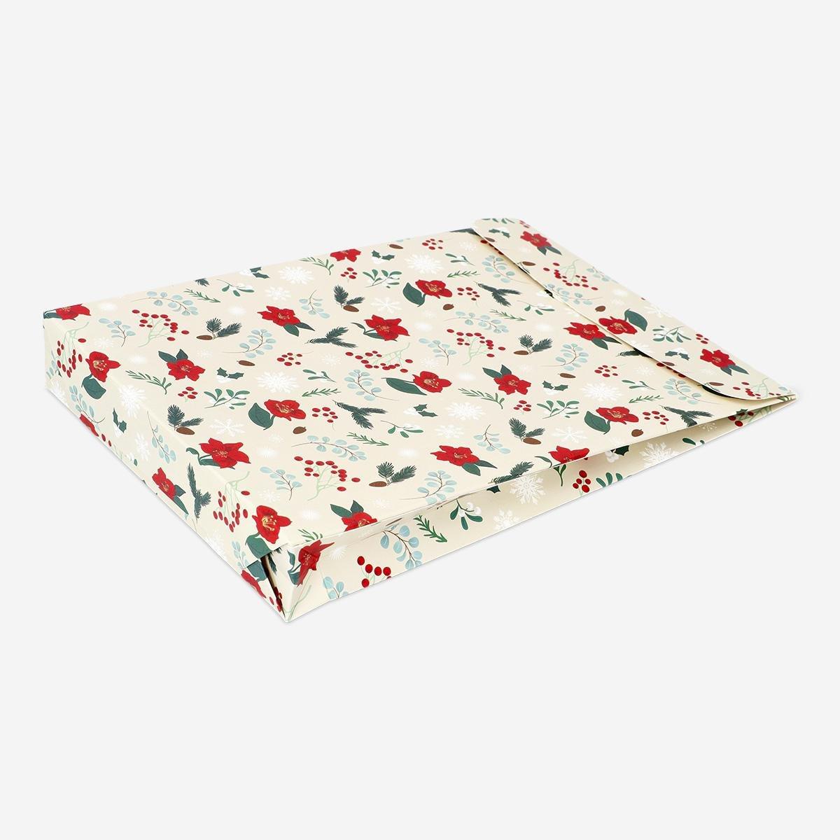 Multicolour gift box with christmas flowers