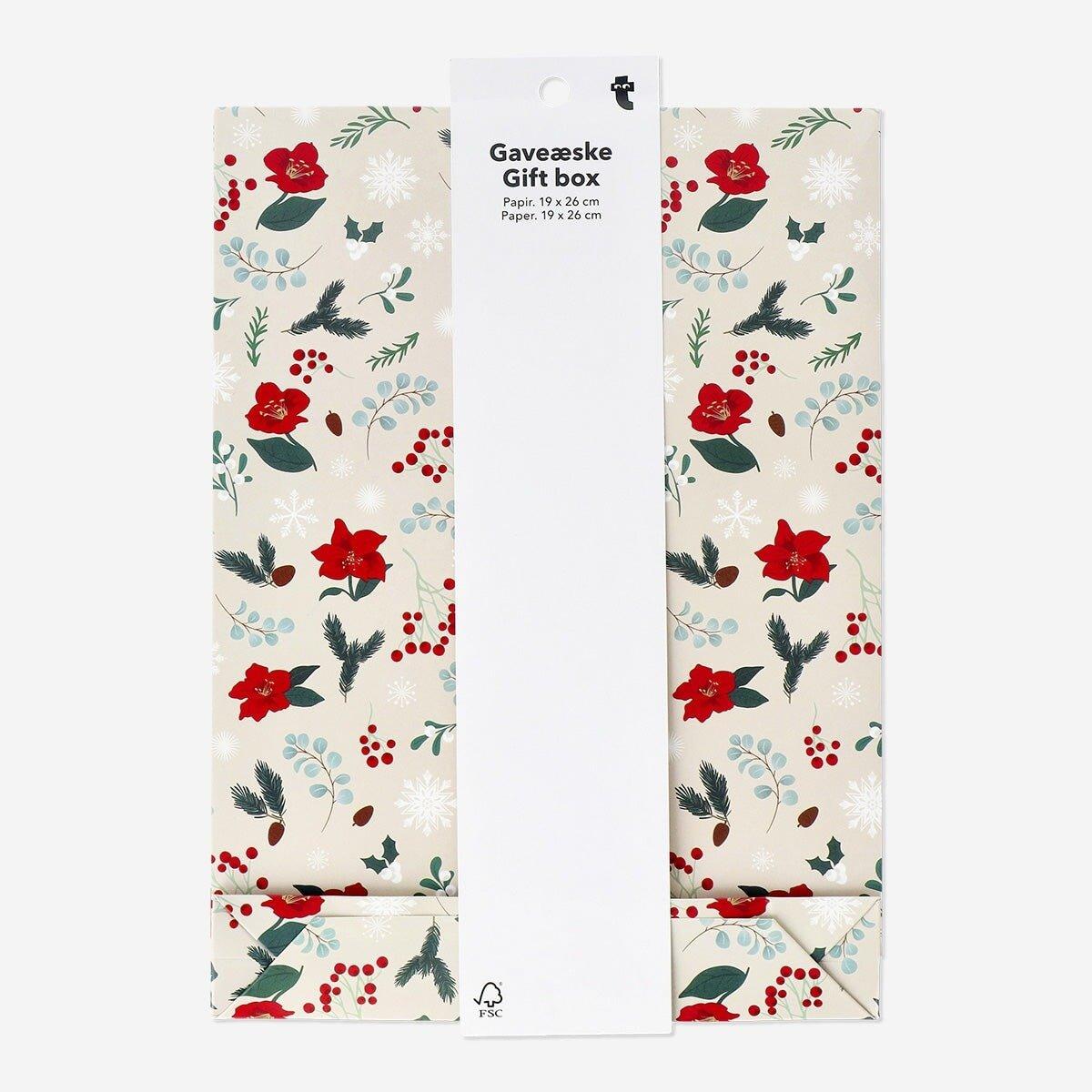 Multicolour gift box with christmas flowers