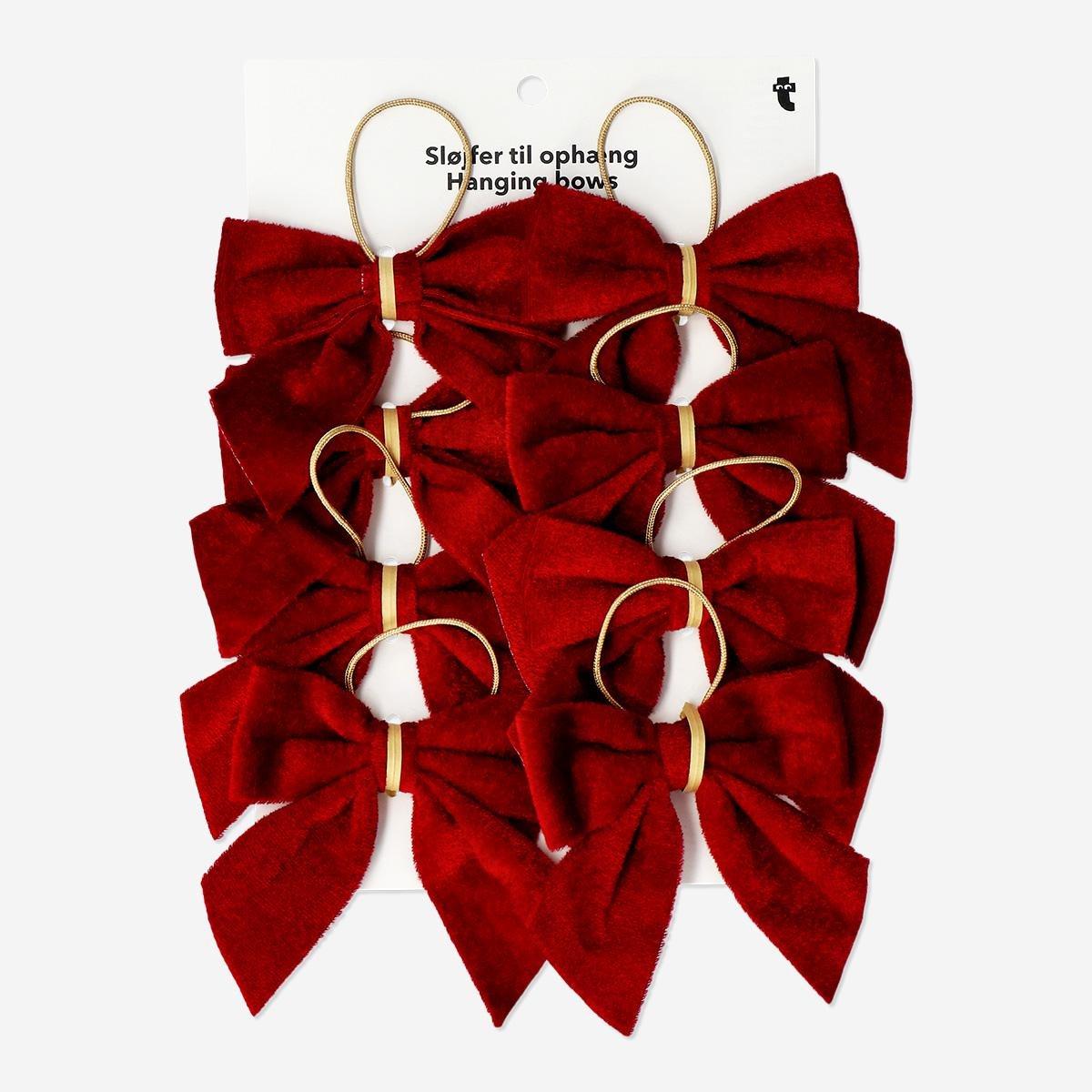 Red Hanging Bows - 8 Pcs