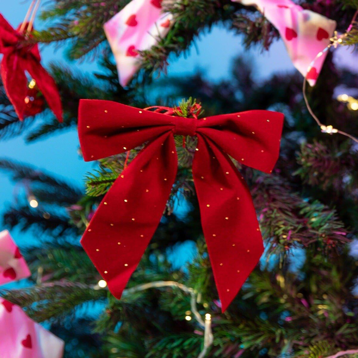 Red Hanging Bows - 8 Pcs