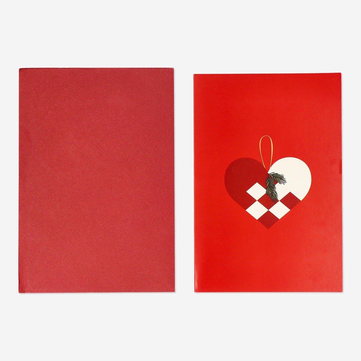 Red christmas heart card with envelope