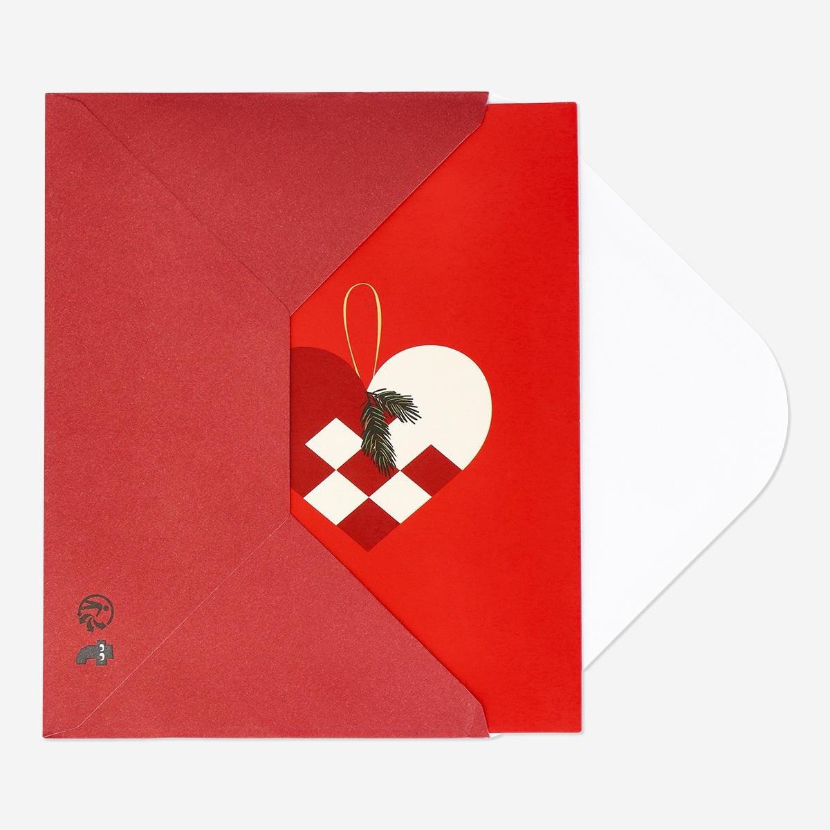 Red christmas heart card with envelope